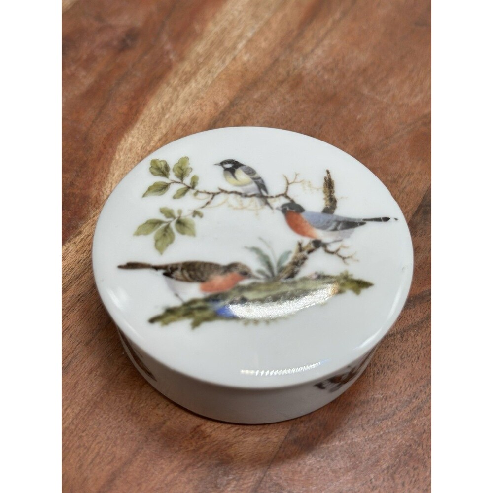 Limoges France Birds Branches Lidded Trinket Box Dresser Rare Design